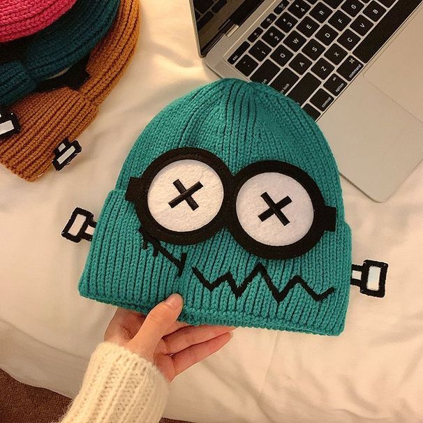 Cute Cartoon Funny Autumn Winter Warm Cold-Proof Versatile Ear Protection Hat Knitted Student Headwrap_desvips.com