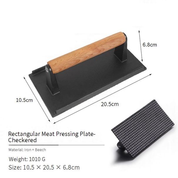 Cast Iron Steak Press & Grill Pan - Heavy Duty Outdoor BBQ Tool For Smashing Burgers Seafood & Meat_desvips.com