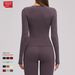 Winter Brushed Long-sleeved Yoga Wear High-intensity Fitness Wear Pilates Running Sports Long-sleeved Top_desvips.com