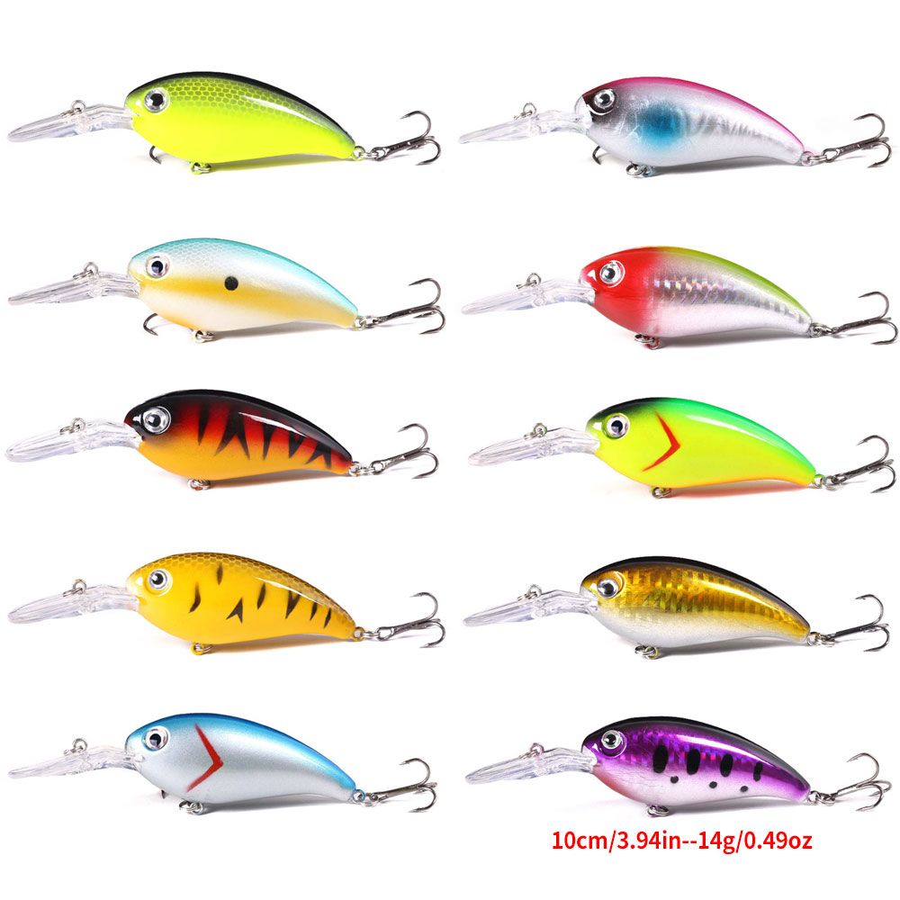 10pcs Deep Diving Crankbait 10cm 14g Floating Minnow Hard Bait Wobbler Jerkbait Artificial Bass Lures For Pike Perch Zander Fishing Tackle_desvips.com