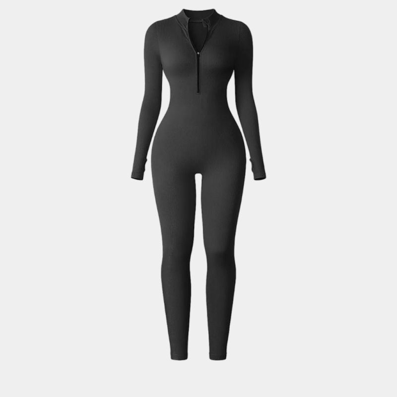 One Piece Seamless Zipper Thumb Hole Tight Fting Long Sleeved For Women's Running, Fness And Sports Full Body_desvips.com