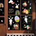 glass Door Stickers, Colorful Eggs, Bunny Decorations, Mall Easter Adhesive-free Electrostatic Window Decals_desvips.com