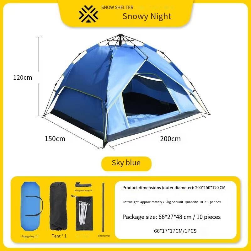 Outdoor Camping Tent Double Layer Waterproof Portable Foldable Automatic Quick Open Picnic Sun Protection Rainproof Mountaineering Wild Camping Tent_desvips.com