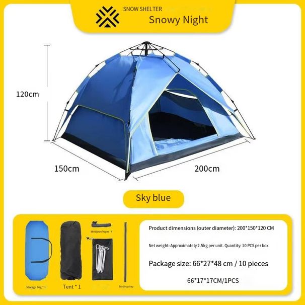 Outdoor Camping Tent Double Layer Waterproof Portable Foldable Automatic Quick Open Picnic Sun Protection Rainproof Mountaineering Wild Camping Tent_desvips.com