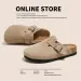 Crestar Fashion Clogs Slippers For Women Classic Suede Men Mules Cork Footbed Leather Potato Shoes With Arch Support_desvips.com