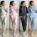 long sve short sweatshirt drawstring sweatpants women's hoodie set_desvips.com