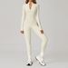 One-Piece Zipper Stand Collar Long Sleeve Yoga Thermal Outdoor Casual Sports Tight-Fitting Fitness Jumpsuit With Fleece_desvips.com