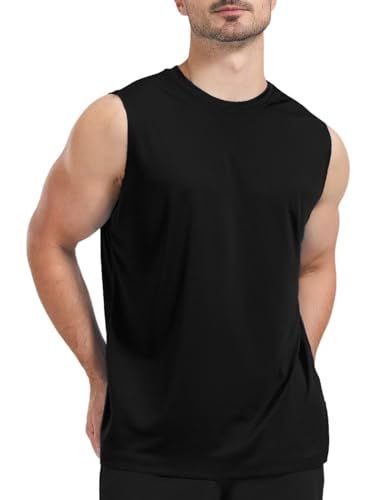 Men's Sleeveless UPF 50+ Swim Shirt Quick Dry Workout Tank Top UV Protection Running Gym Muscle T-Shirt_desvips.com