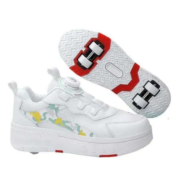 Kids Roller Skate Shoes Boys Girls Fashion Casual Runaway 4 Wheels Deformation Sneakers Adults Teenagers Children_desvips.com