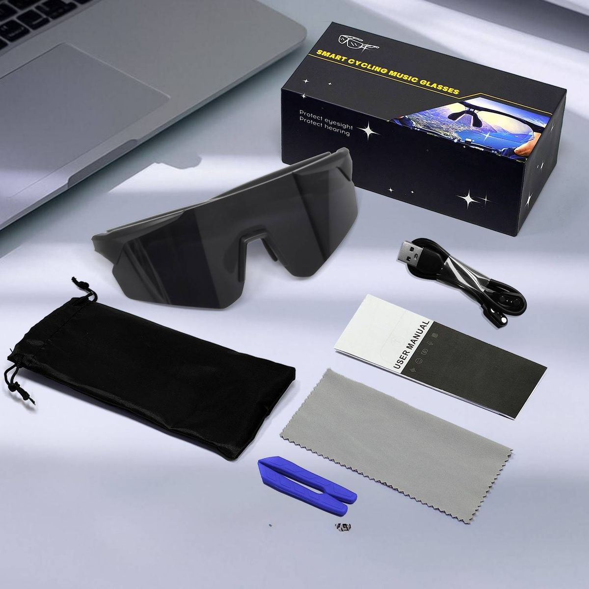 Cycling Eyewear Outdoor Sports Cycling Bluetooth Glasses Anti Ultraviolet Listening Music Call Smart Glasses_desvips.com