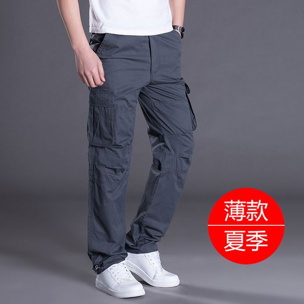 Spring, Summer, Autumn Multi-Pocket Cargo For Men, Loose Fit, Plus Size, Outdoor Sports Trousers, Pure Cotton Workwear,_desvips.com