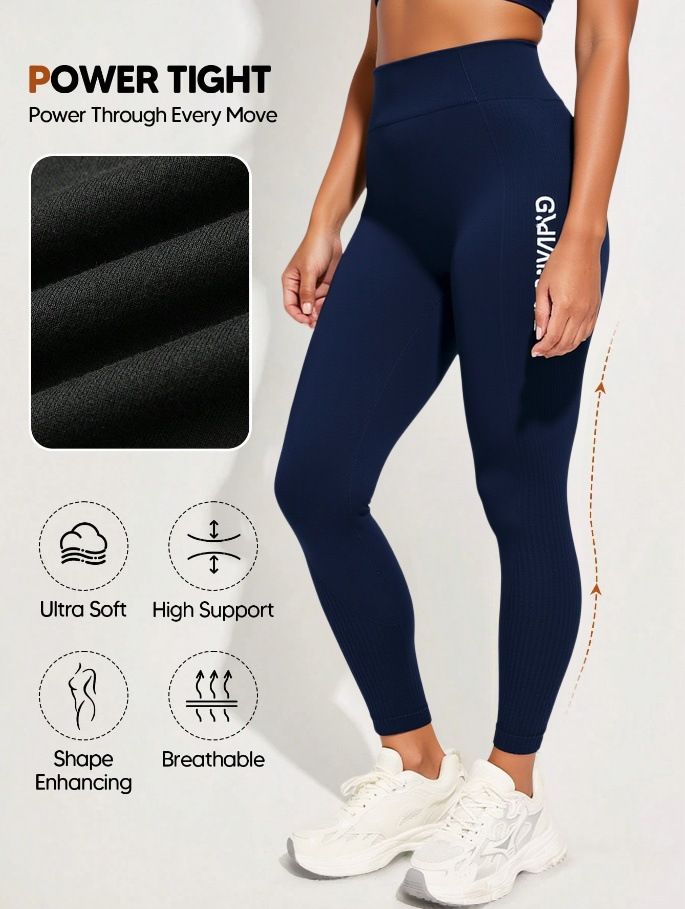 High Waisted Seamless Yoga Pants Hip Lifting Tight For Cycling Training Sports Running Letter Pattern Leggings_desvips.com