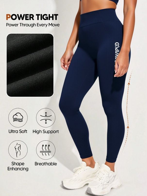 High Waisted Seamless Yoga Pants Hip Lifting Tight For Cycling Training Sports Running Letter Pattern Leggings_desvips.com