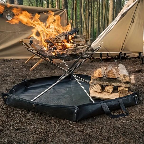 Outdoor BBQ Fire Protection Mat - Polygon Silicone Grill Pad With Heat Insulation For Deck, Patio & Camping_desvips.com