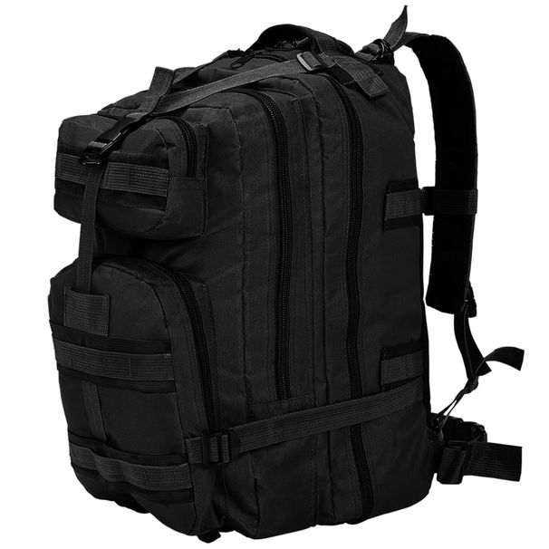 Army-Style Backpack, 50L Capacity, Black, Coated Oxford Fabric, Breathable Mesh Back Panel, Suitable For Outdoor Activities, Long Trips, Camping_desvips.com