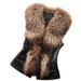 Women's Clothing Adult Vest Fox Fur Collar Pu Vest_desvips.com