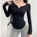 Women's High-Waisted Yoga Top With Buttons, Slim Fit Long Sleeve Workout Shirt, Breathable & Quick-Dry For Gym, Running & Outdoor Sports_desvips.com