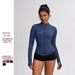 Slim Fit Zip Up Cardigan Knitted Stand Collar Sports Jacket For Autumn/Winter Suitable For Aerobics Running Fitness And Yoga_desvips.com