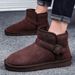 Men's Buckle Strap Genuine Leather Snow Boots - Winter Slip-Resistant Slip-On Shoes With Plush Lining For Ultimate Warmth_desvips.com