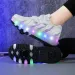 Childrens dual wheel luminous sports shoes heel LED light roller skating childrens boys and girls USB charging 240914_desvips.com