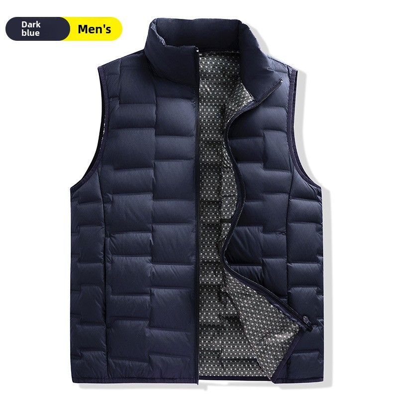 Men 2024 Autumn Winter New Stand Collar Inner Layer Warm Vest Lightweight Down Jacket Women_desvips.com
