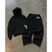 American Street Style Personality CD Pattern Printed Pocket Design Sweatshirt And Sweatpants Wholesale Set Hoodie Y2k_desvips.com
