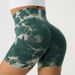 Seamless Tie-Dye High Waist Yoga Shorts Women's 3/4 Length Gym Booty Shorts_desvips.com