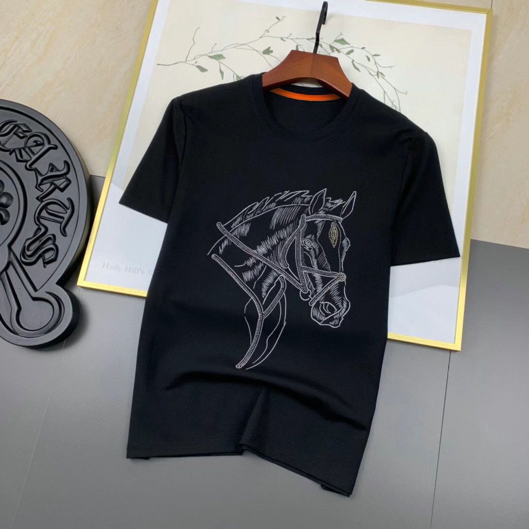 Spring Summer New Round Neck Men's Horse Print Classic Trendy Fashion Slim Fit Stylish Comfortable T-Shirt_desvips.com
