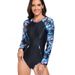 Women's Long Sleeve Rash Guard Swimsuit - UPF 50+ Full Coverage One-Piece Surfing & Diving Suit Quick-Dry Modest Swimwear_desvips.com