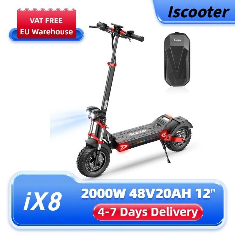 iscooter iX8 Electric Scooter Adult 2400W 48V 20AH Off-Road E-Scooter 12" _desvips.com
