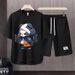 Men's Clothing 2024 Waffle Casual Summer Suit Men's Loose Teen Short sleeved T shirt Shorts Handsome Two piece Suit_desvips.com