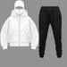 New Double Hood Hooded Sweatshirt DIY Plain Men And Women Autumn Winter Couple Zipper Hoodie Sweatpants Set_desvips.com