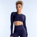 Women's Long Sleeve Yoga Top Breathable Hollow Back Fitness Crew Neck Short Top For Sports_desvips.com