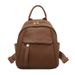 High Quality Waterproof Solid Color Leather Women Backpack College Style Travel Rucksack School Bags For Teenage Girl Boys New_desvips.com