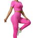 Women's Yoga Suit Seamless T Shirt And Pants High Waisted Quick Drying High Elasticity Hip Lifting Sports Outdoor Fitness_desvips.com