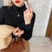 Women's Fleece-Lined Knit Sweater Semi-Turtleneck Winter Warm Pullover Soft Comfortable Casual Tops_desvips.com