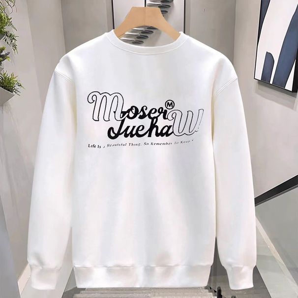 New Round Neck Casual Loose Letter Pullover Printed Long Sleeve Sweatshirt Trendy American Style Fleece Jacket Top_desvips.com