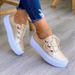 Women's Casual Leather Lace Up Ladies Sneakers Thick Soled Metal Decoration Breathable Female Flat Shoes XF0116_desvips.com