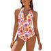 New One-piece Swimsuit Women's Leopard Print Deep V Halter Bikini_desvips.com