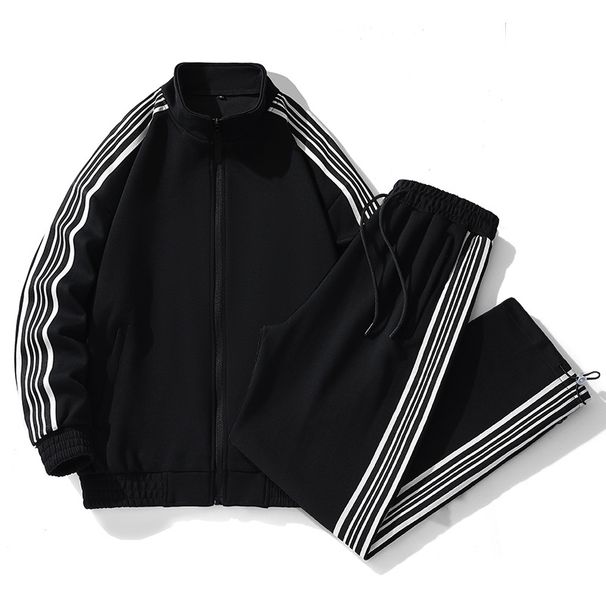 Men's Clothing style, loose and versatile sportswear, running clothes, couples' stand up collar sweatshirt, two piece suit with printing_desvips.com