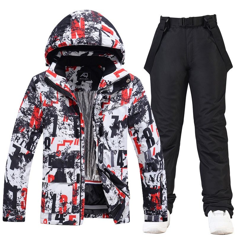 001 New Men's Suit Winter Outdoor Windproof Water-Resistant Warm Thickened Snowboard Snow Ski Jacket And Pants_desvips.com