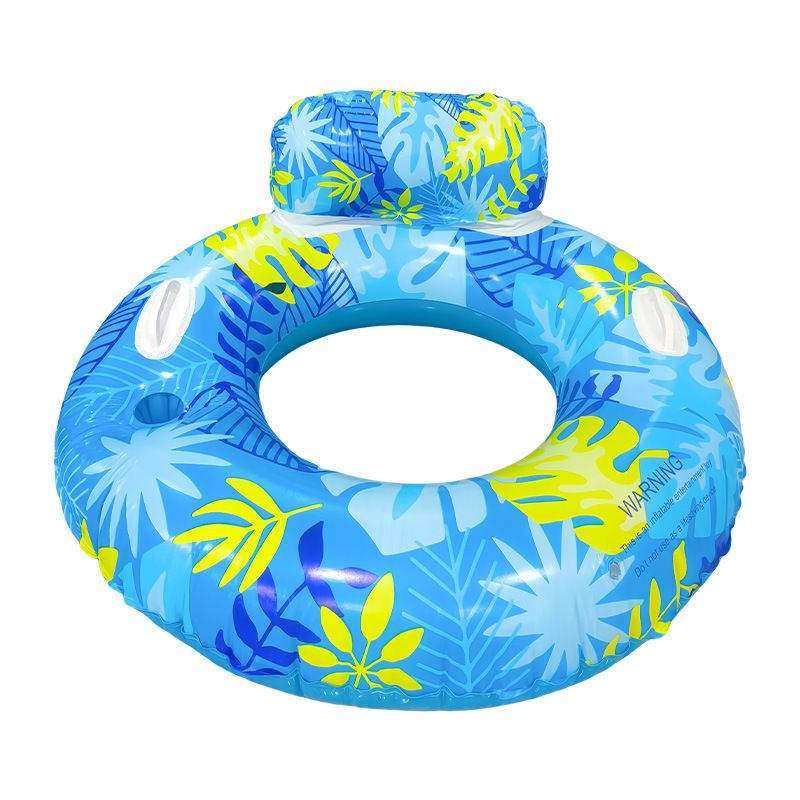 Eco-Friendly PVC Adult Swim Ring - Thickened Backrest With Leaf Design (Dual-Color Underarm Float For Water Relaxation Outdoor Floating)_desvips.com