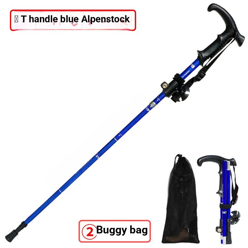 New Light Short Folding Hiking Pole, Aluminum Alloy Retractable Cane, Outdoor Hiking Hiking Equipment Crutch Stick_desvips.com