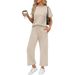 Cross-border 2-piece Set For Women, Fashionable Casual Summer Travel Vacation Outfit, Short-sleeved Wide-leg Pants Set,_desvips.com