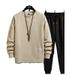 001 2023 Autumn Men's Crew Neck New Waffle Texture Set Casual Stylish Sports Sleeve Long Pants Two-Piece Trendy Brand_desvips.com