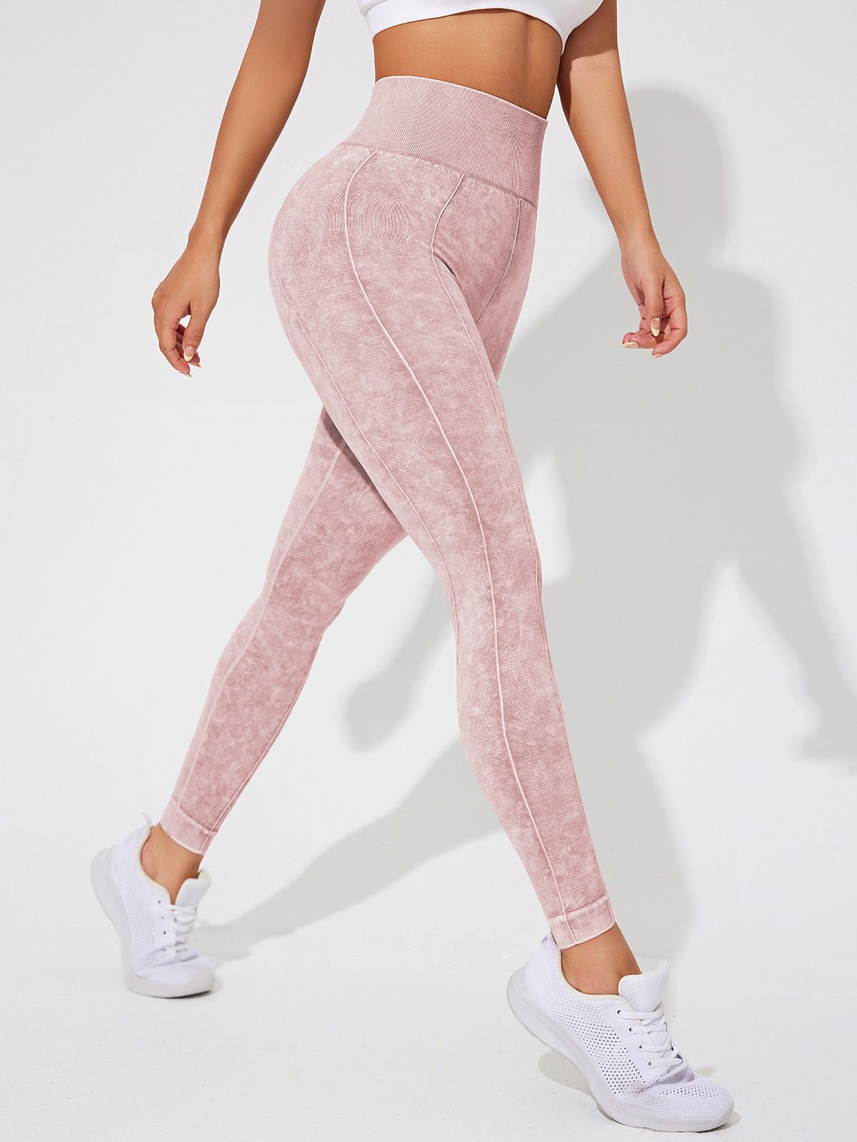 High Waisted Seamless Yoga Pants Women's Sand Washed Cropped Fitness Sports Running Tight Fitting High Elasticity European American Style_desvips.com