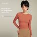 Shuangshi Autumn And Winter Top For Women, Versatile Slimming Side Pleated Sports Pilates Yoga Long Sleeve Breathable_desvips.com