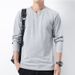 Autumn Bottom With V-neck Long Sleeves Men's Large Size Loose Cotton Two T-shirts_desvips.com