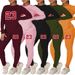 Women's Clothing Large size fat woman autumn and winter women's clothing printed personality casual two piece suit_desvips.com