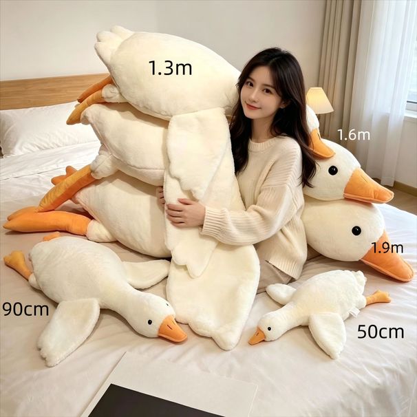 White Pillow Plush Toy Big Goose Stuffed Animal Bed Leg Hugging Sleeping Doll Birthday Gift For Girls_desvips.com